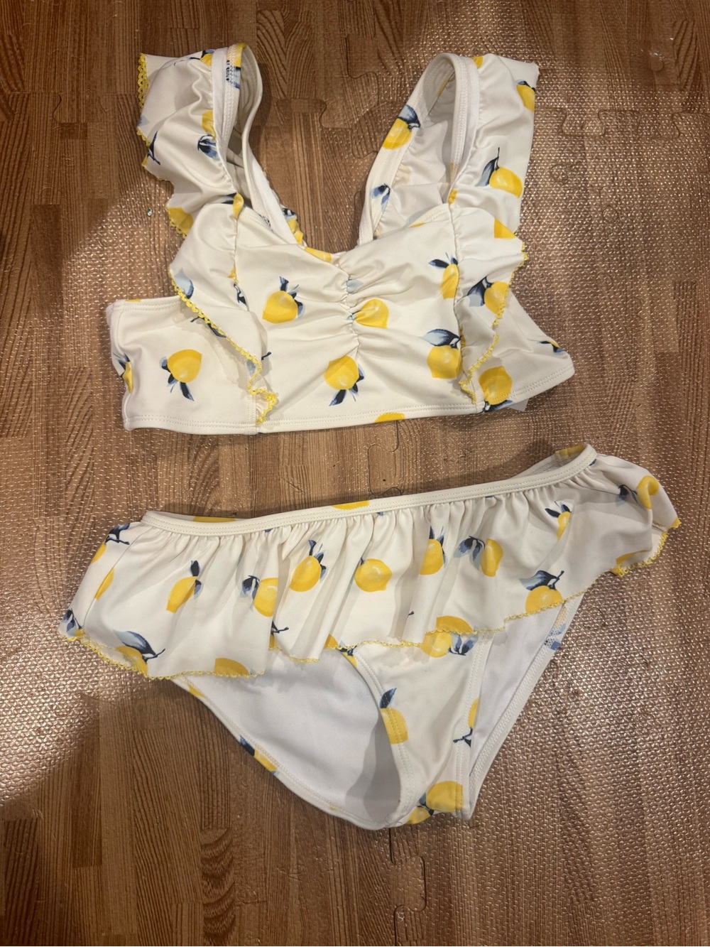 Janie and Jack Adorable Lemon Ruffle Two-Piece Swim Set - White Yellow